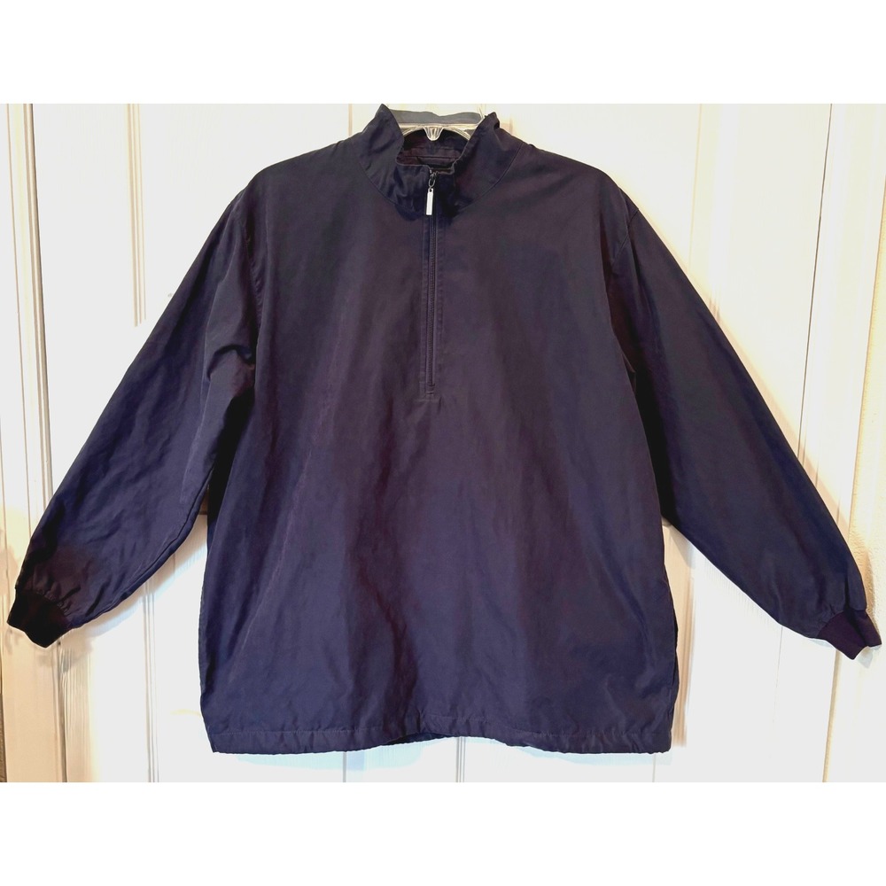 Page & Tuttle Mens Large 1/4 Zip Pullover Jacket Windbreaker Navy Blue Golf EUC!
